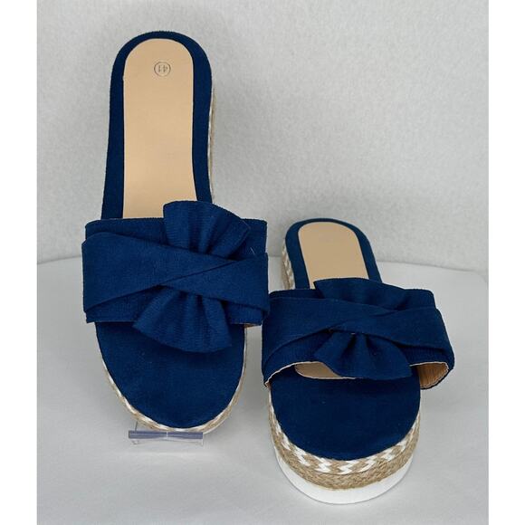 Blue Espadrille Slide Sandals NWOT Size 41 US Size 9 - Picture 4 of 8
